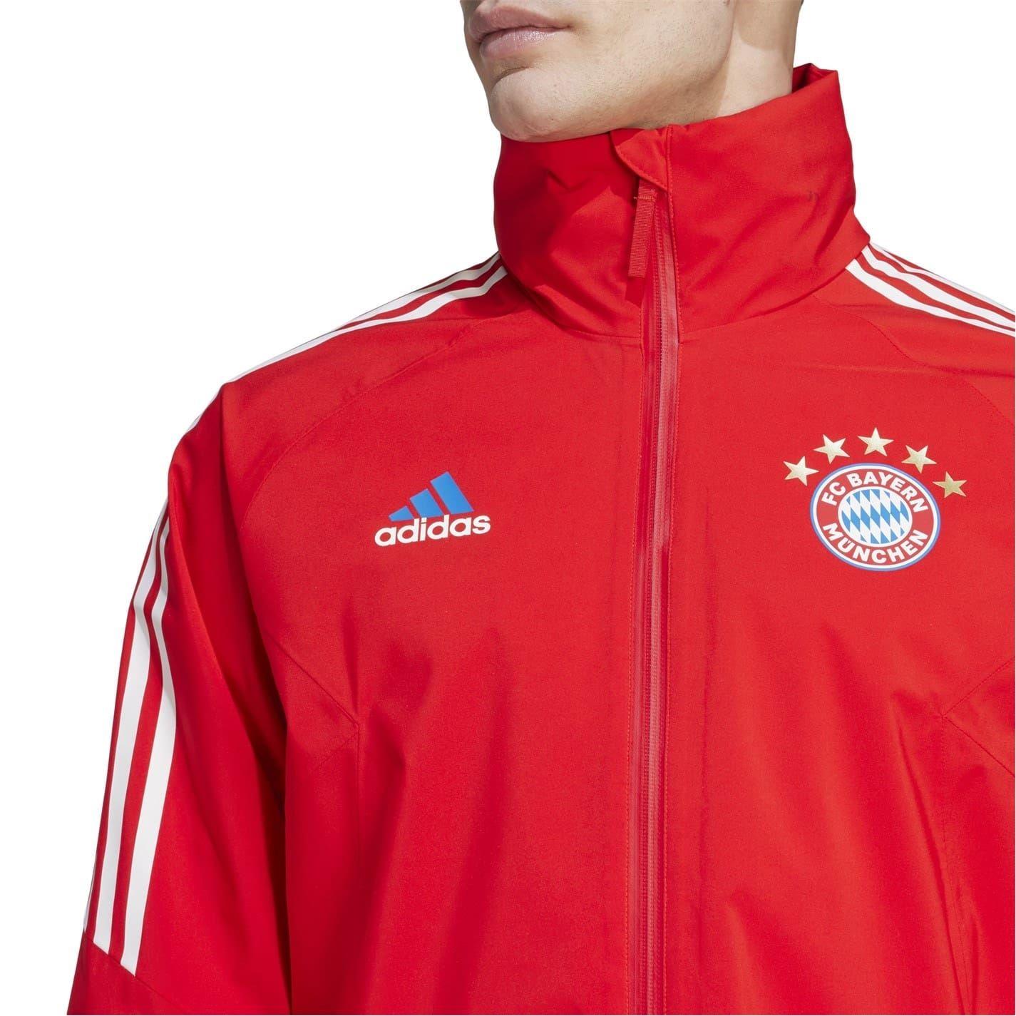 Red - Side - Adidas Mens FC Barcelona Water Repellent Track Jacket