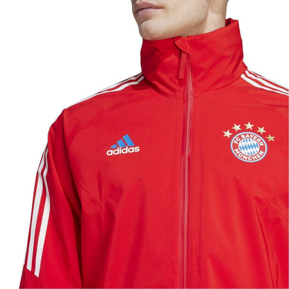Red - Side - Adidas Mens FC Barcelona Water Repellent Track Jacket