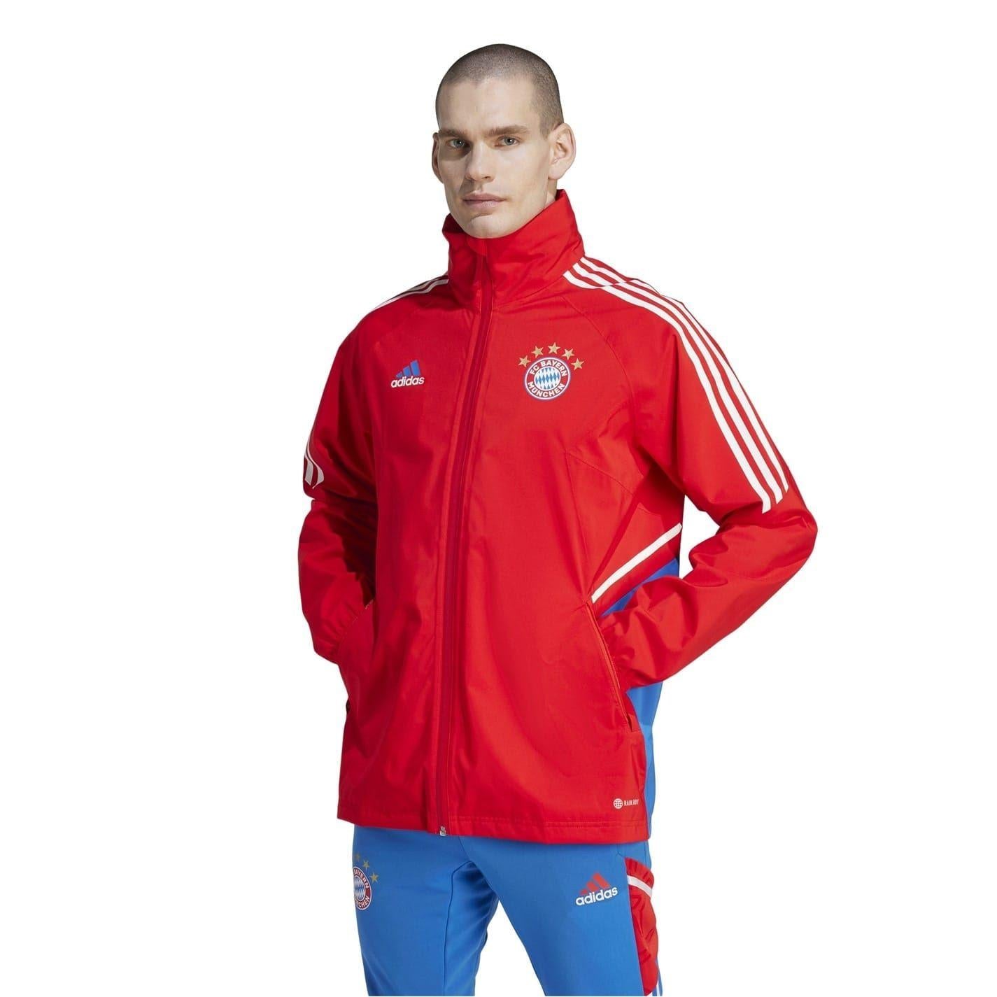 Red - Pack Shot - Adidas Mens FC Barcelona Water Repellent Track Jacket
