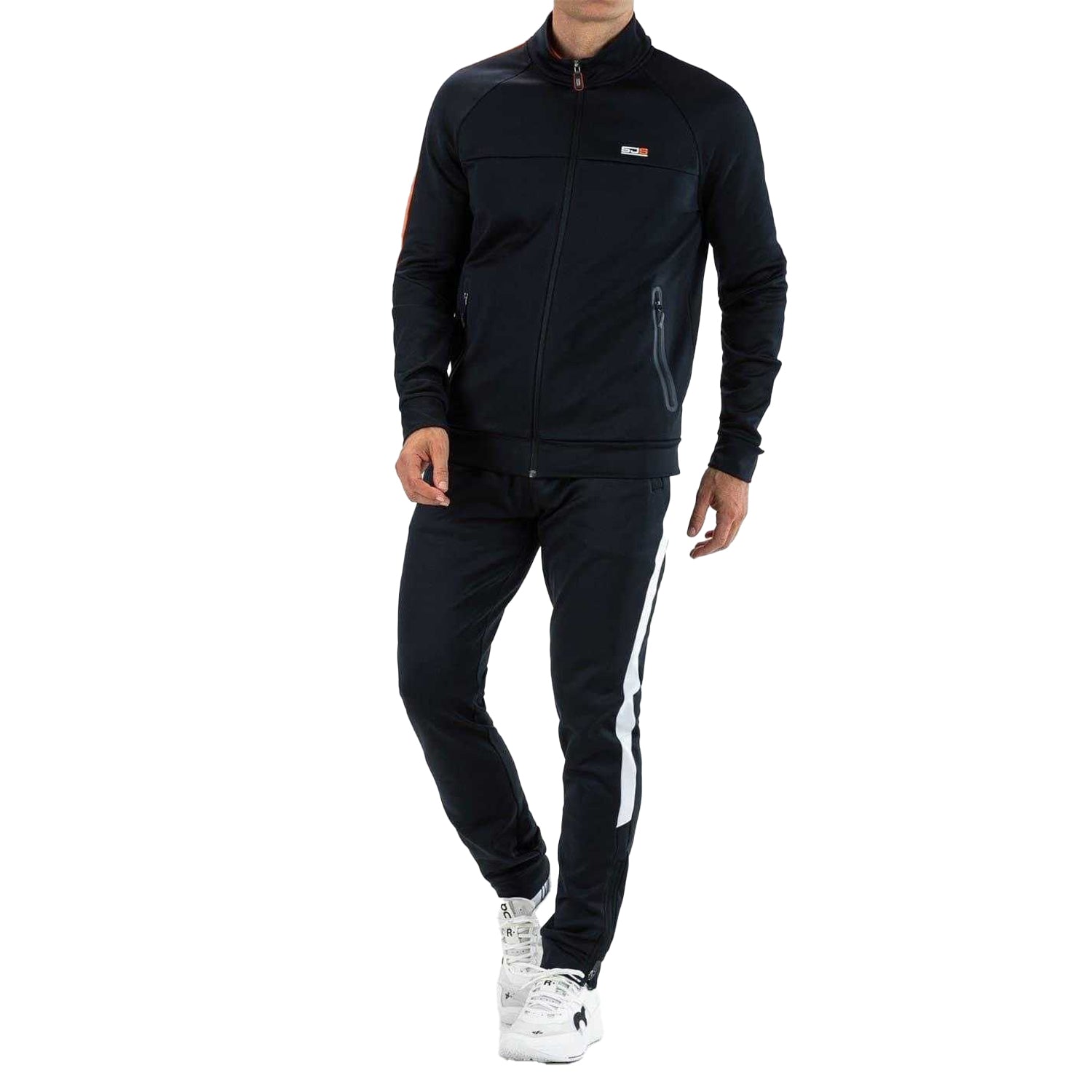 Dark Blue - Pack Shot - Sjeng Sports Mens Achille Striped Snug Fit Track Jacket