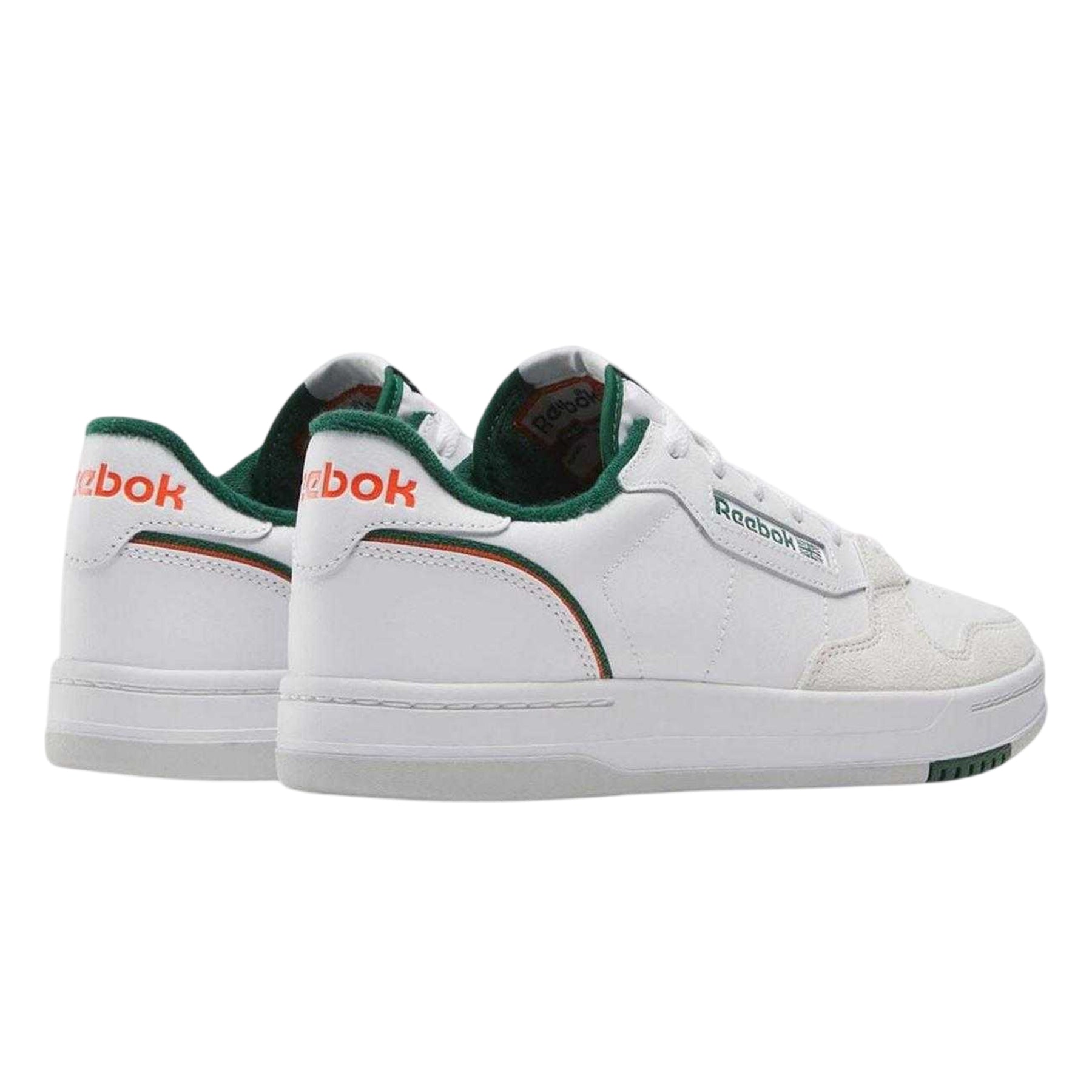 White-Green - Back - Reebok Mens Leather Court Trainers