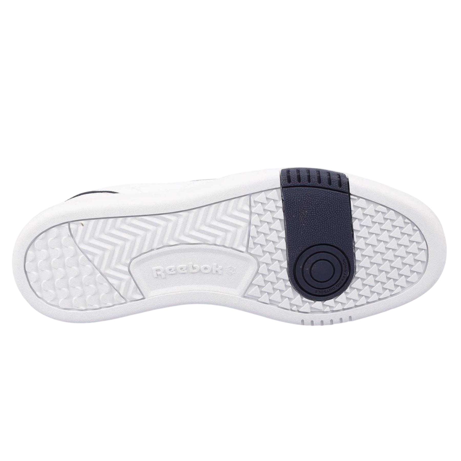White-Navy - Side - Reebok Mens Leather Court Trainers