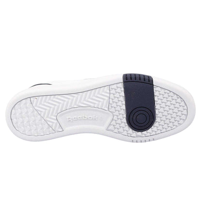 White-Navy - Side - Reebok Mens Leather Court Trainers