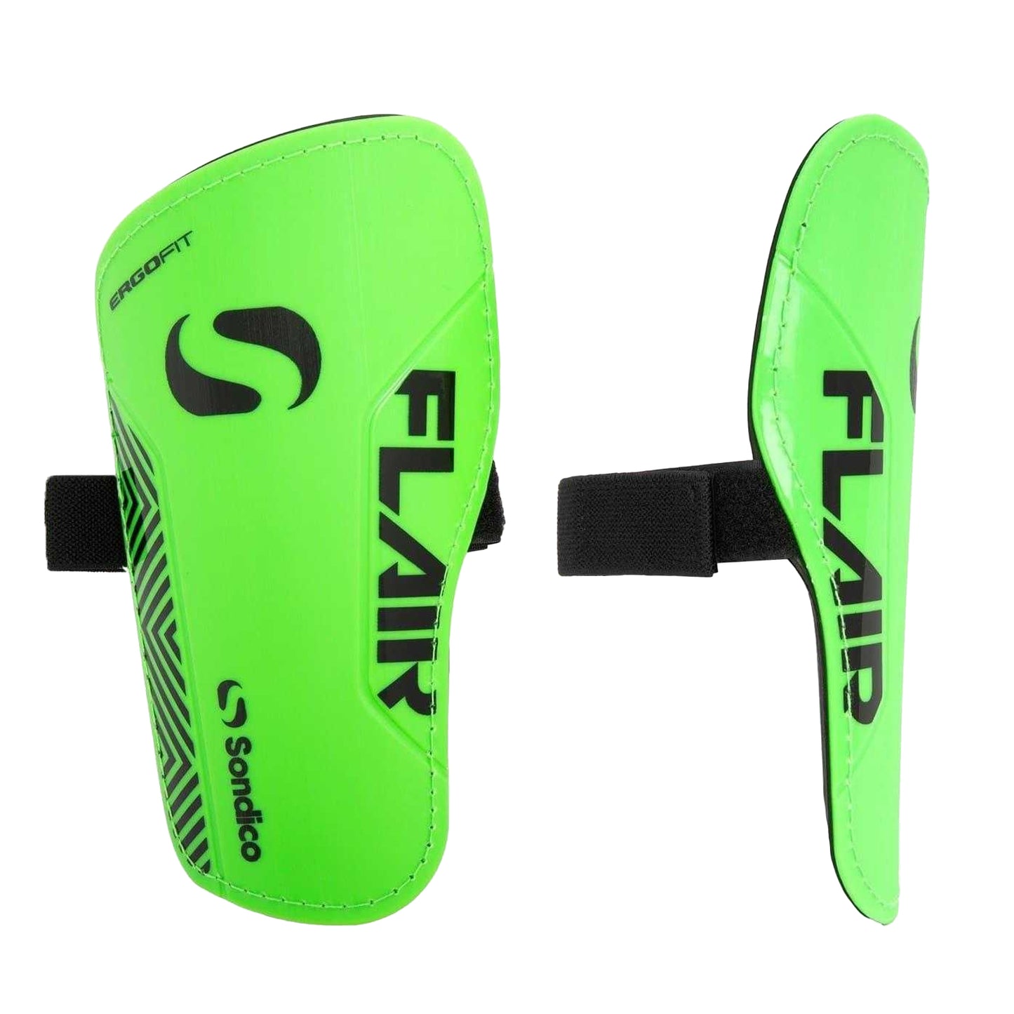 Green-Black - Side - Sondico Mens Flair Slip-In Shin Guards