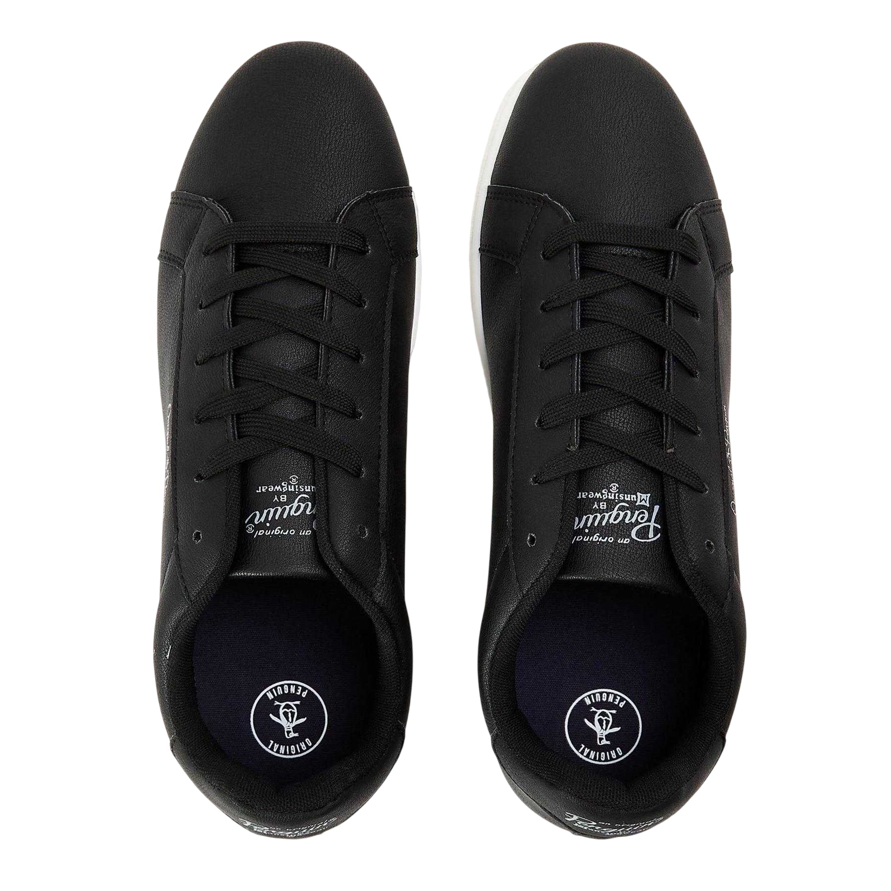 Black - Side - Original Penguin Mens Logo Trainers