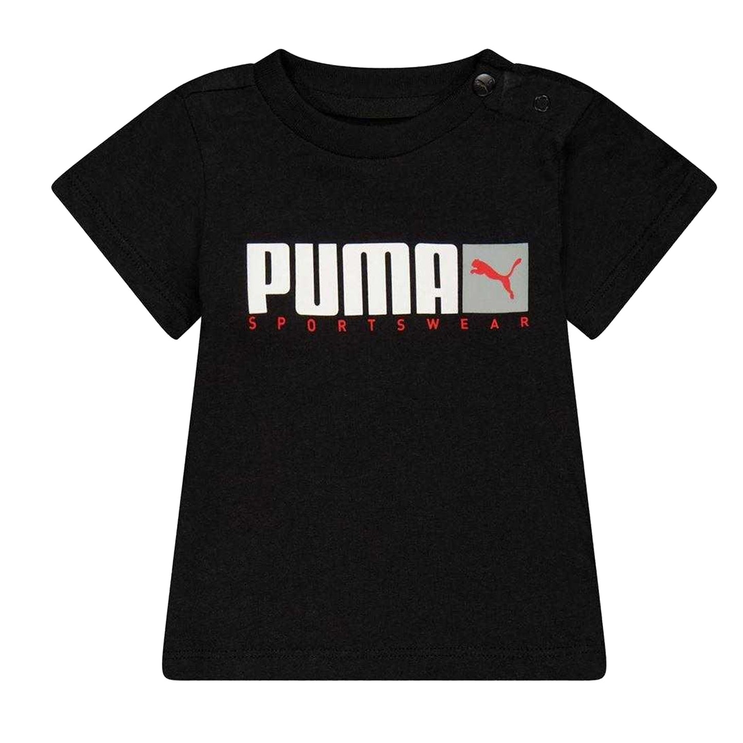 Puma Black - Side - Puma Childrens-Kids Graphic Logo T-Shirt & Shorts Set