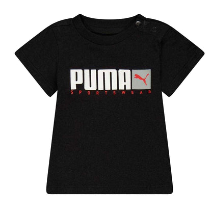 Puma Black - Side - Puma Childrens-Kids Graphic Logo T-Shirt & Shorts Set