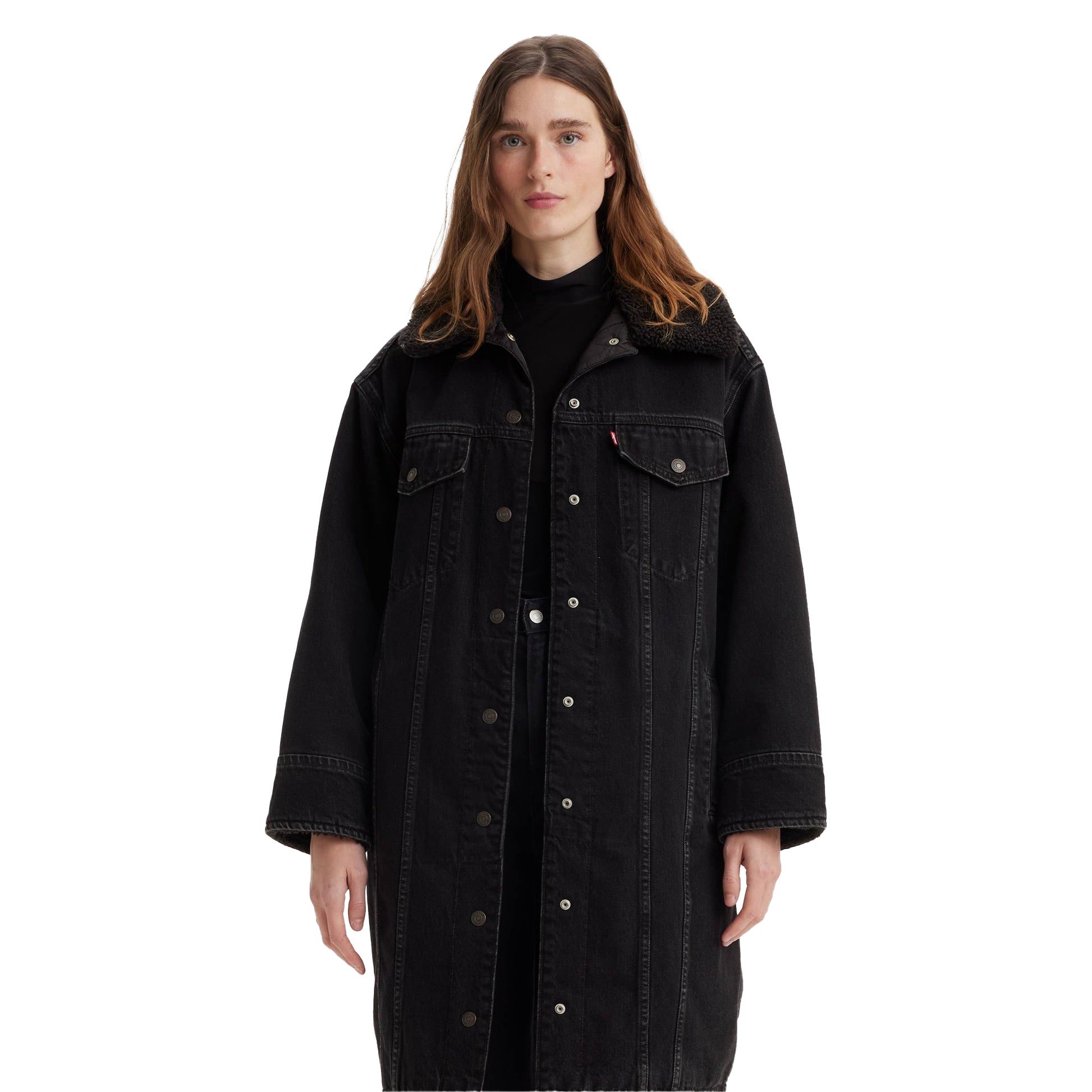 Black - Side - Levis Womens-Ladies Padded Denim Padded Trucker Jacket