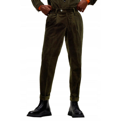 Green - Pack Shot - Hugo Boss Mens H-Perin Pleated Trousers