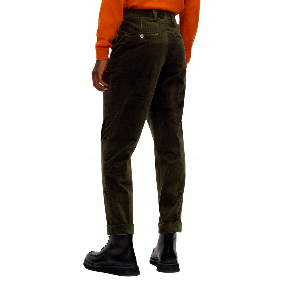Green - Back - Hugo Boss Mens H-Perin Pleated Trousers