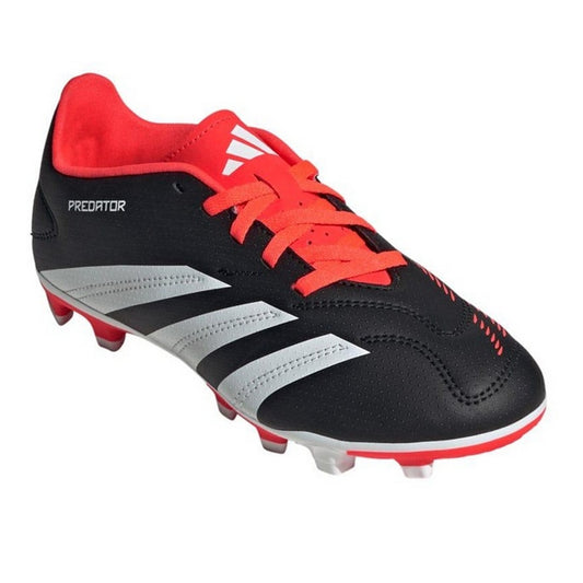 Black-Red-White - Front - Adidas Childrens-Kids Predator Club Firm Ground Football Boots