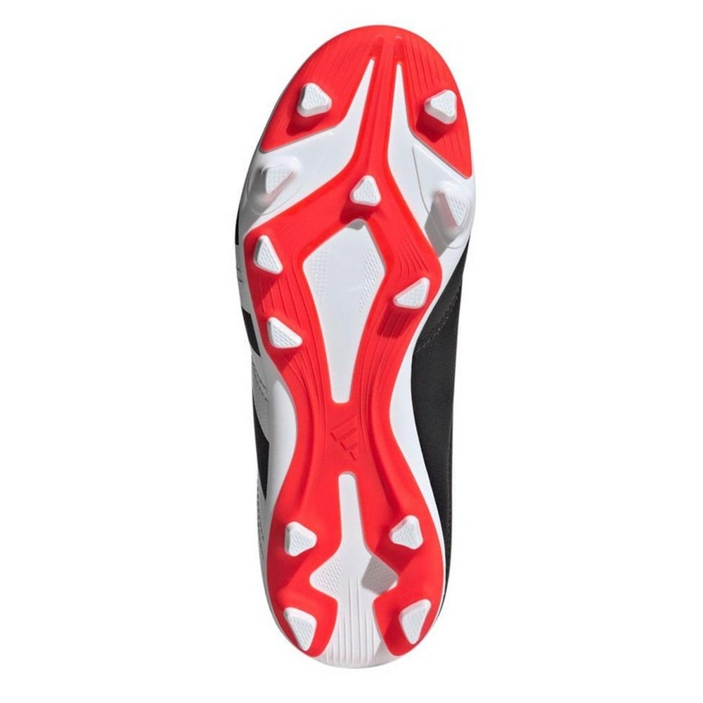 Black-Red-White - Close up - Adidas Childrens-Kids Predator Club Firm Ground Football Boots
