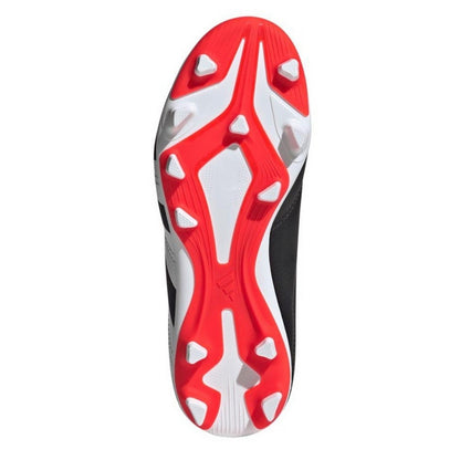Black-Red-White - Close up - Adidas Childrens-Kids Predator Club Firm Ground Football Boots
