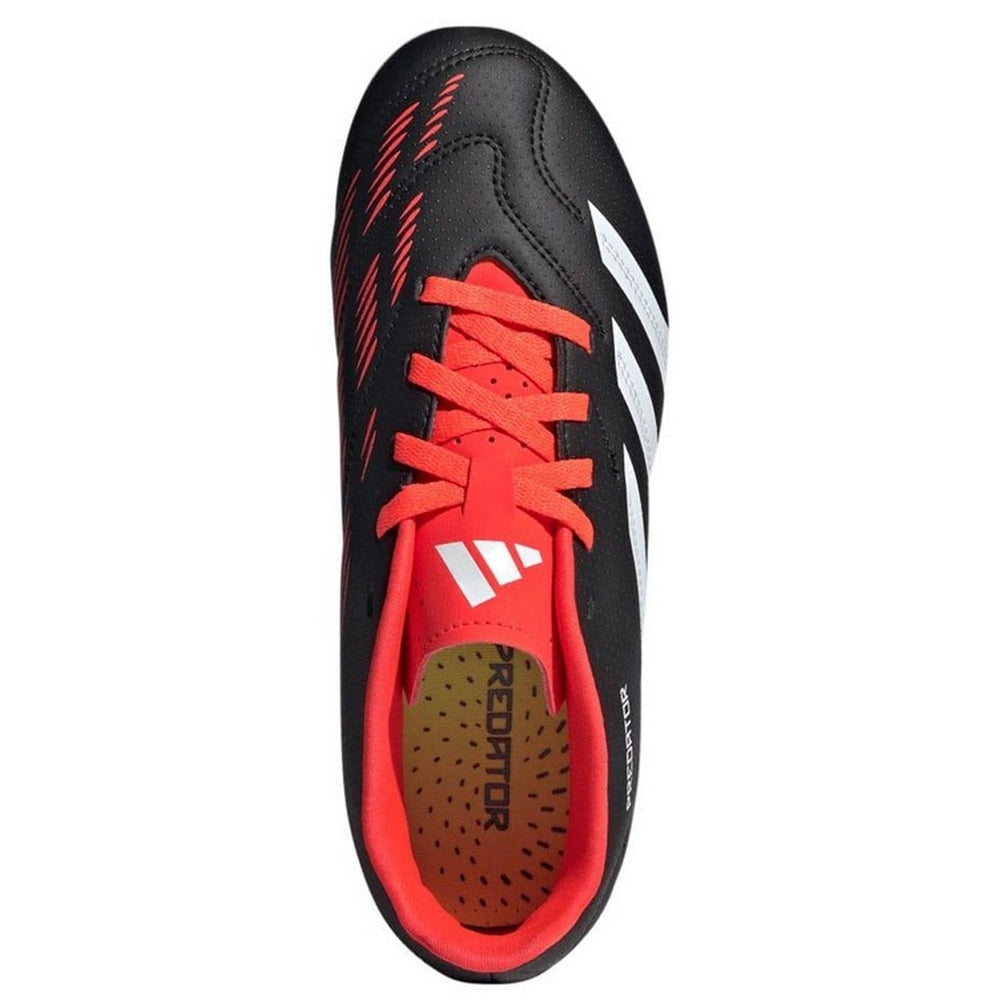 Black-Red-White - Pack Shot - Adidas Childrens-Kids Predator Club Firm Ground Football Boots