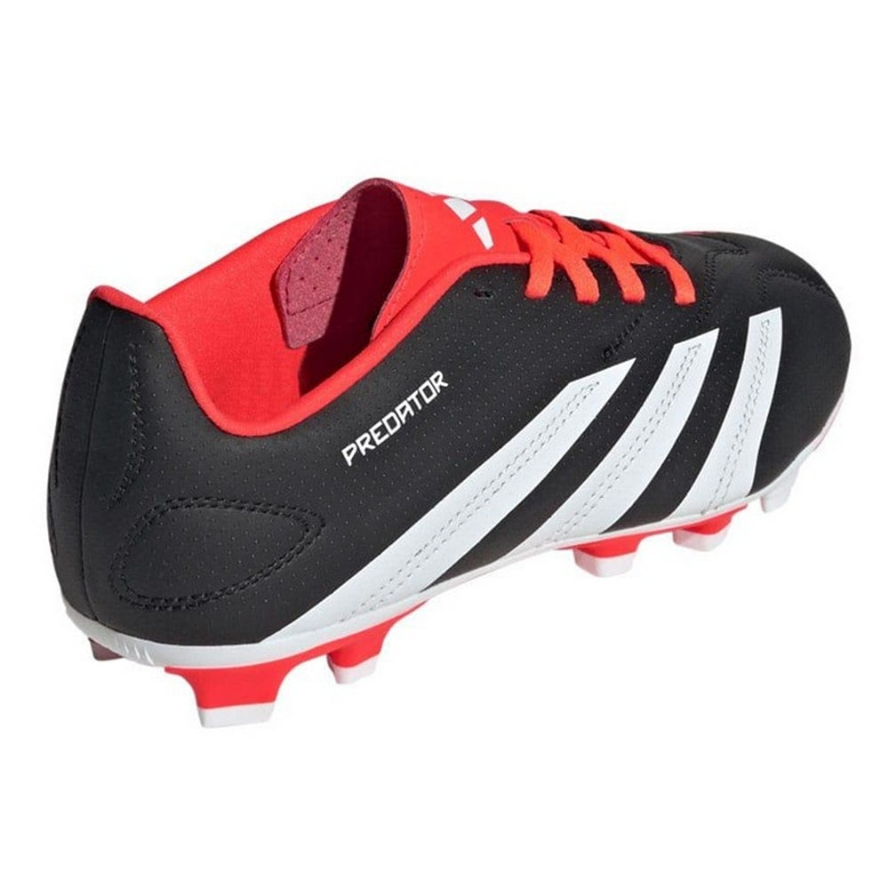Black-Red-White - Back - Adidas Childrens-Kids Predator Club Firm Ground Football Boots