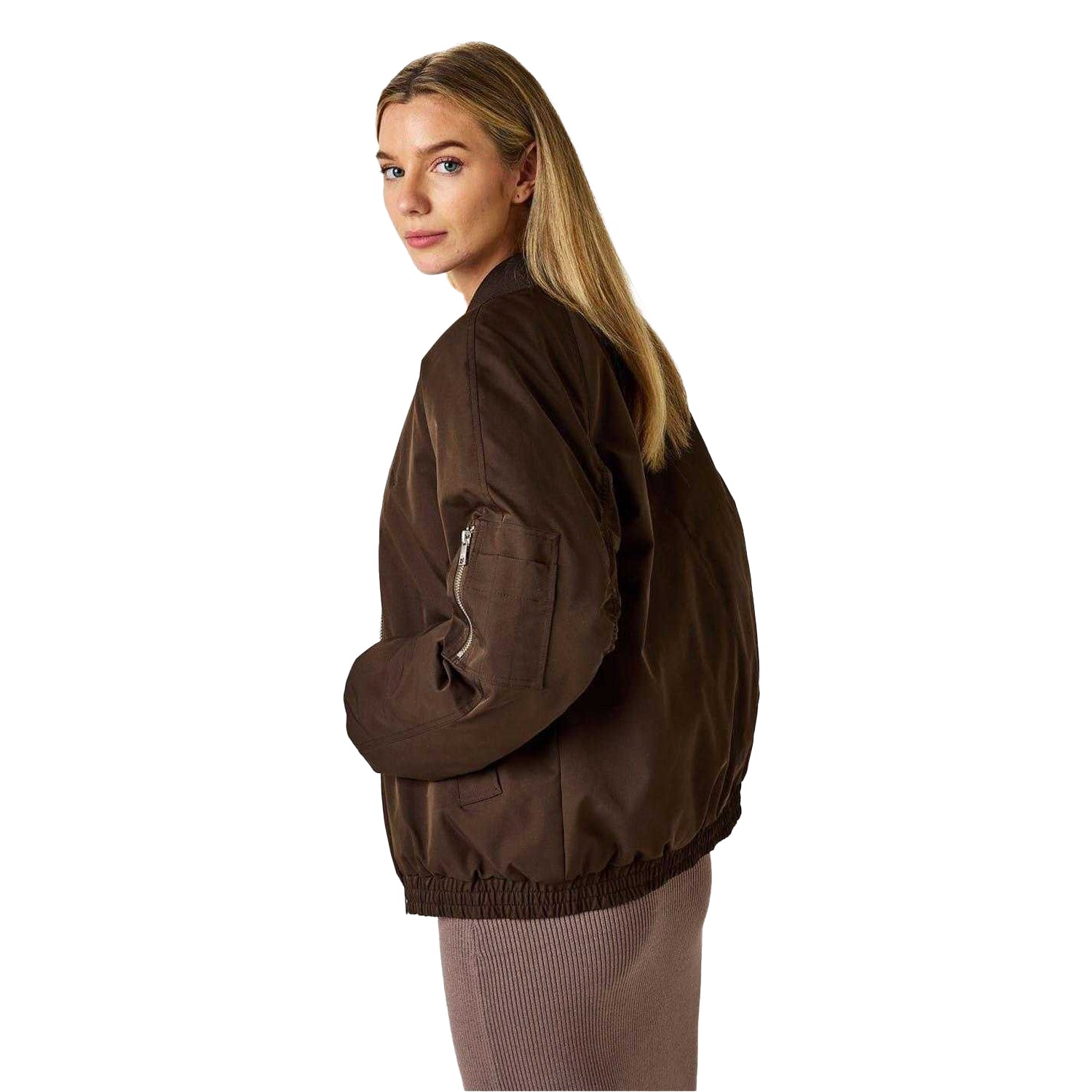 Brown - Back - Jack Wills Womens-Ladies Relaxed Fit Bomber Jacket