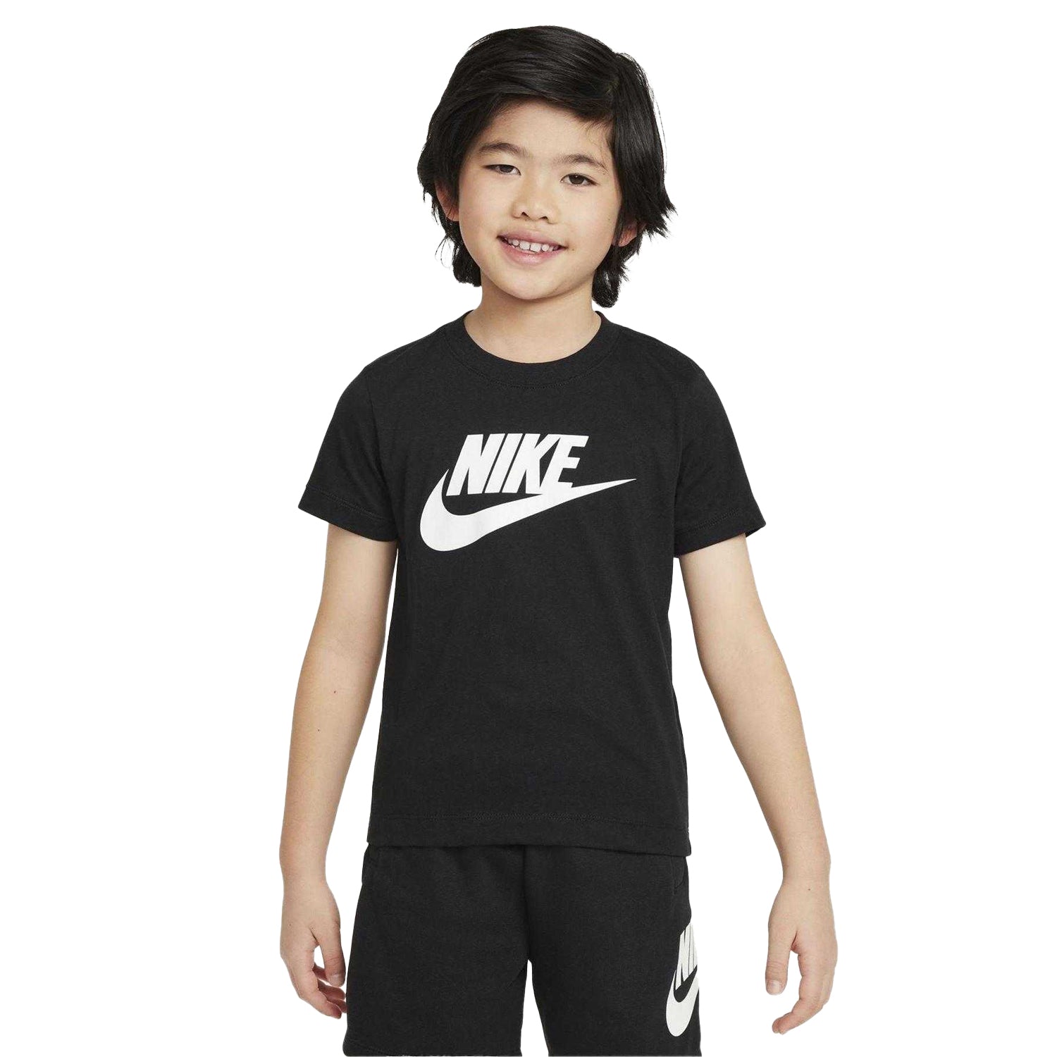 Black - Side - Nike Childrens-Kids Swoosh T-Shirt & Shorts Set