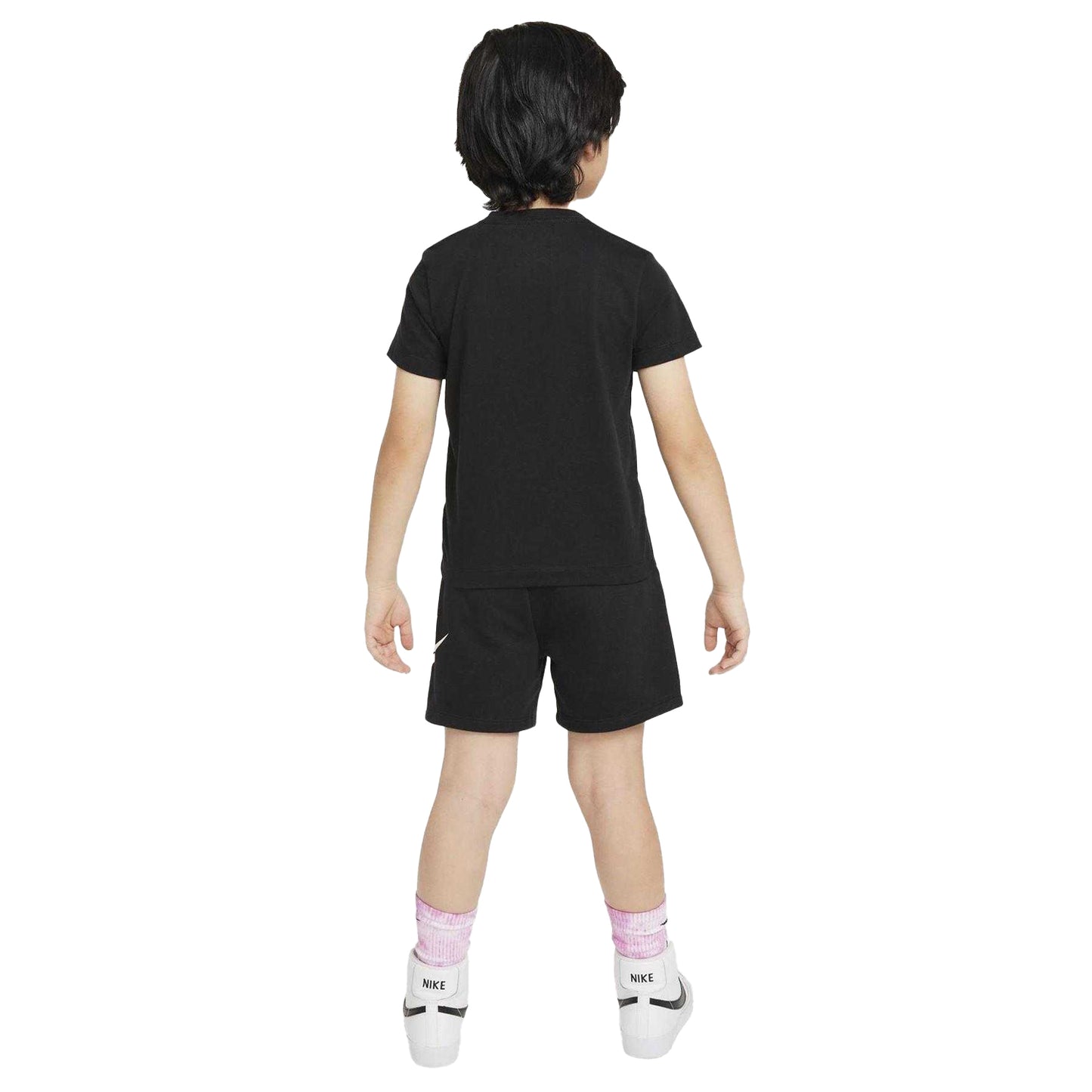 Black - Pack Shot - Nike Childrens-Kids Swoosh T-Shirt & Shorts Set