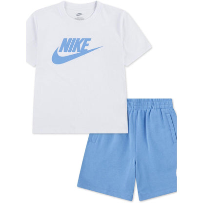 White-University Blue - Front - Nike Childrens-Kids Swoosh T-Shirt & Shorts Set