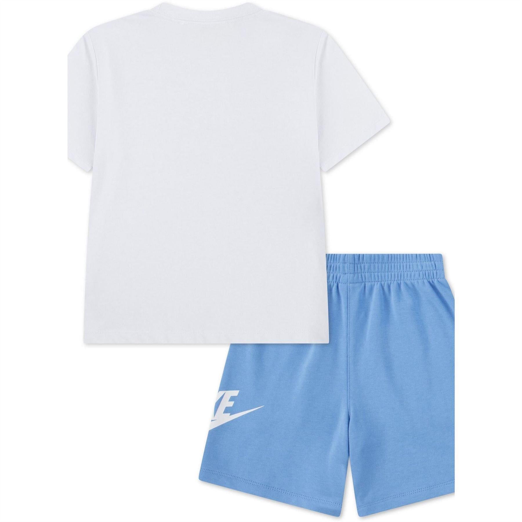 White-University Blue - Back - Nike Childrens-Kids Swoosh T-Shirt & Shorts Set