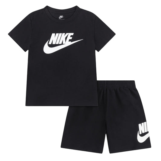 Black - Front - Nike Childrens-Kids Swoosh T-Shirt & Shorts Set
