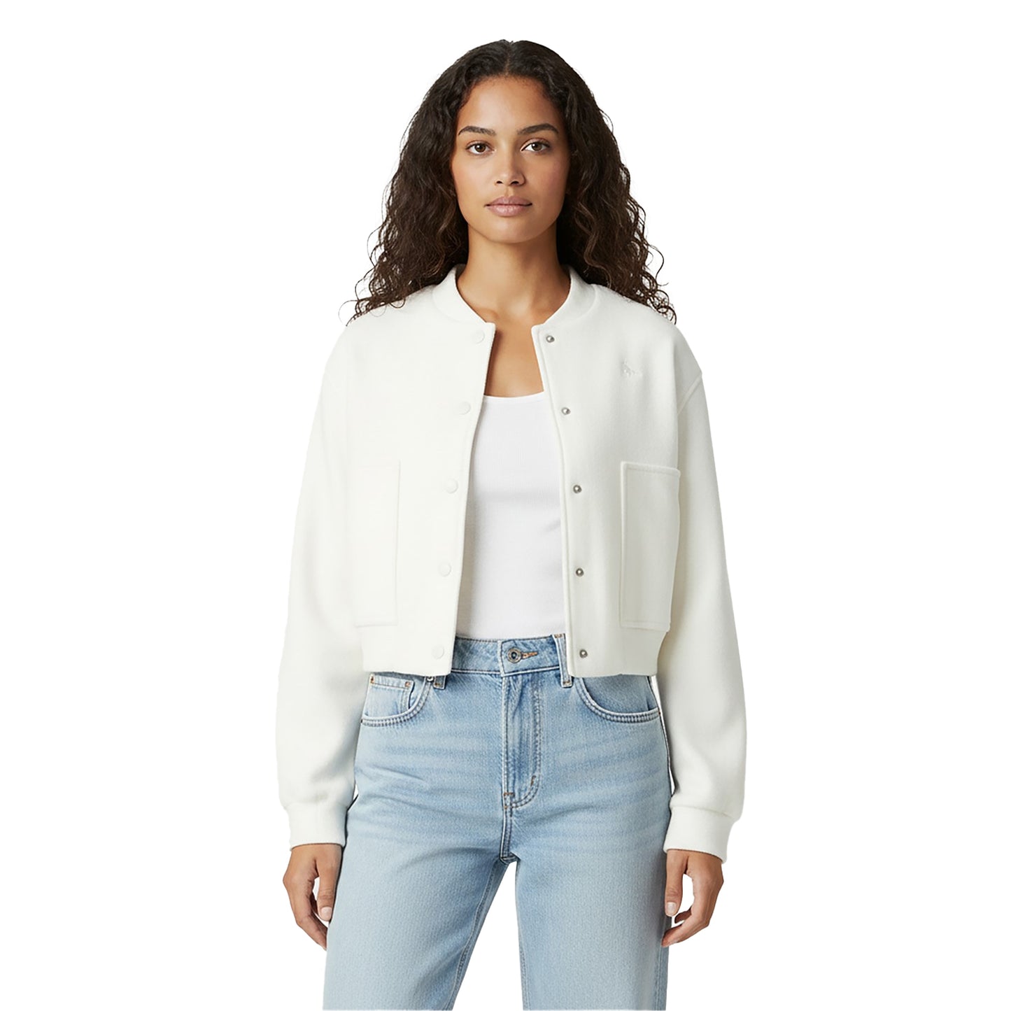 Cream - Side - Jack Wills Womens-Ladies Plain Bomber Jacket