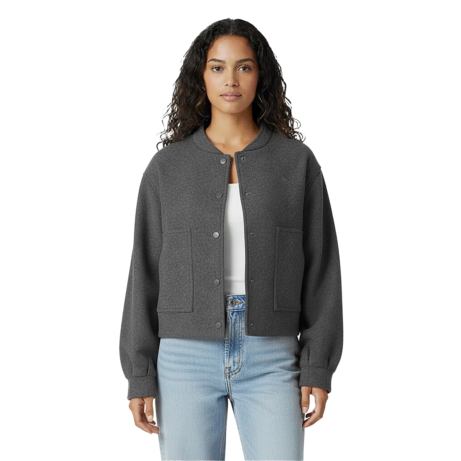 Grey - Side - Jack Wills Womens-Ladies Plain Bomber Jacket