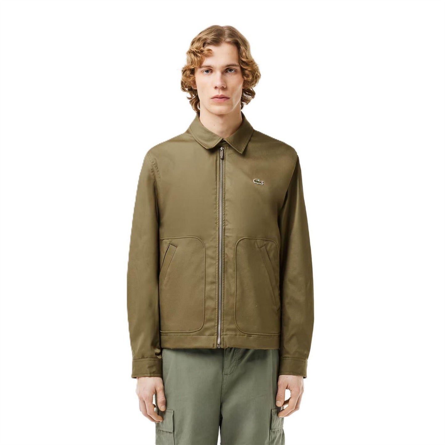 Green - Front - Lacoste Mens Logo Bomber Jacket