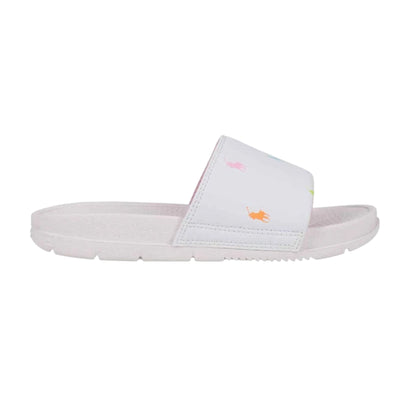 White-Green-Black - Front - Ralph Lauren Childrens-Kids Fairview Pool Sliders