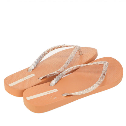 Tan - Side - Ipanema Womens-Ladies Exuberance Chrome Flip Flops