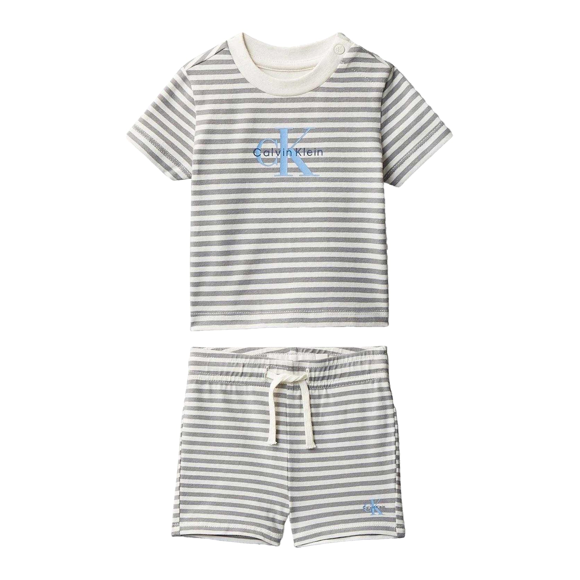 Monument - Front - Calvin Klein Baby Striped Two Piece T-Shirt & Shorts Set