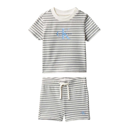 Monument - Front - Calvin Klein Baby Striped Two Piece T-Shirt & Shorts Set