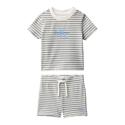 Monument - Front - Calvin Klein Baby Striped Two Piece T-Shirt & Shorts Set