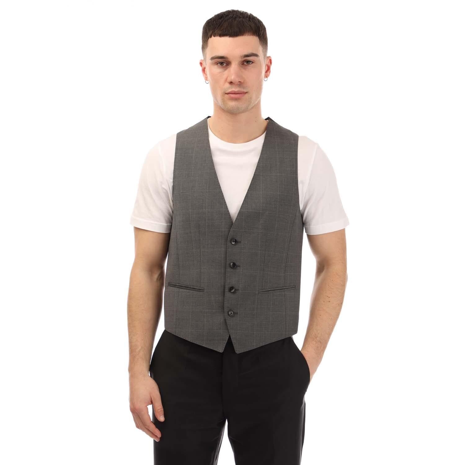Grey - Front - Hugo Boss Mens Huge6 Waistcoat