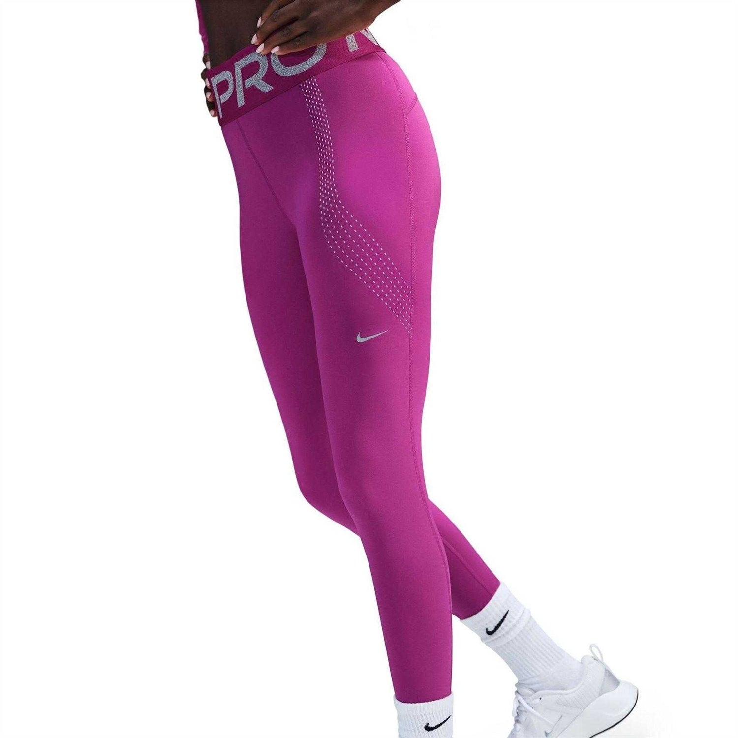 Hot Fushia - Side - Nike Womens-Ladies Pro Sculpt Perforated Leggings