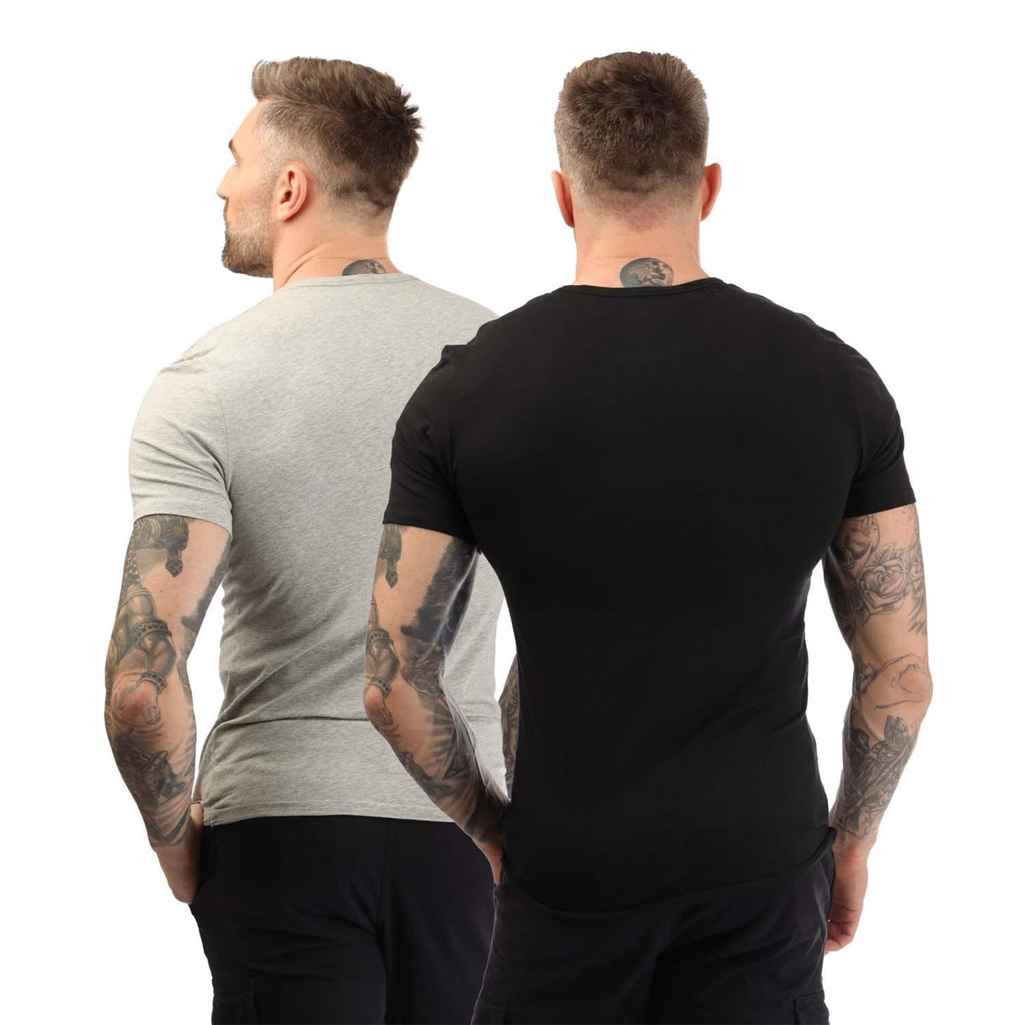 Black-Grey - Back - Calvin Klein Mens Essential Crew Neck T-Shirt (Pack Of 2)