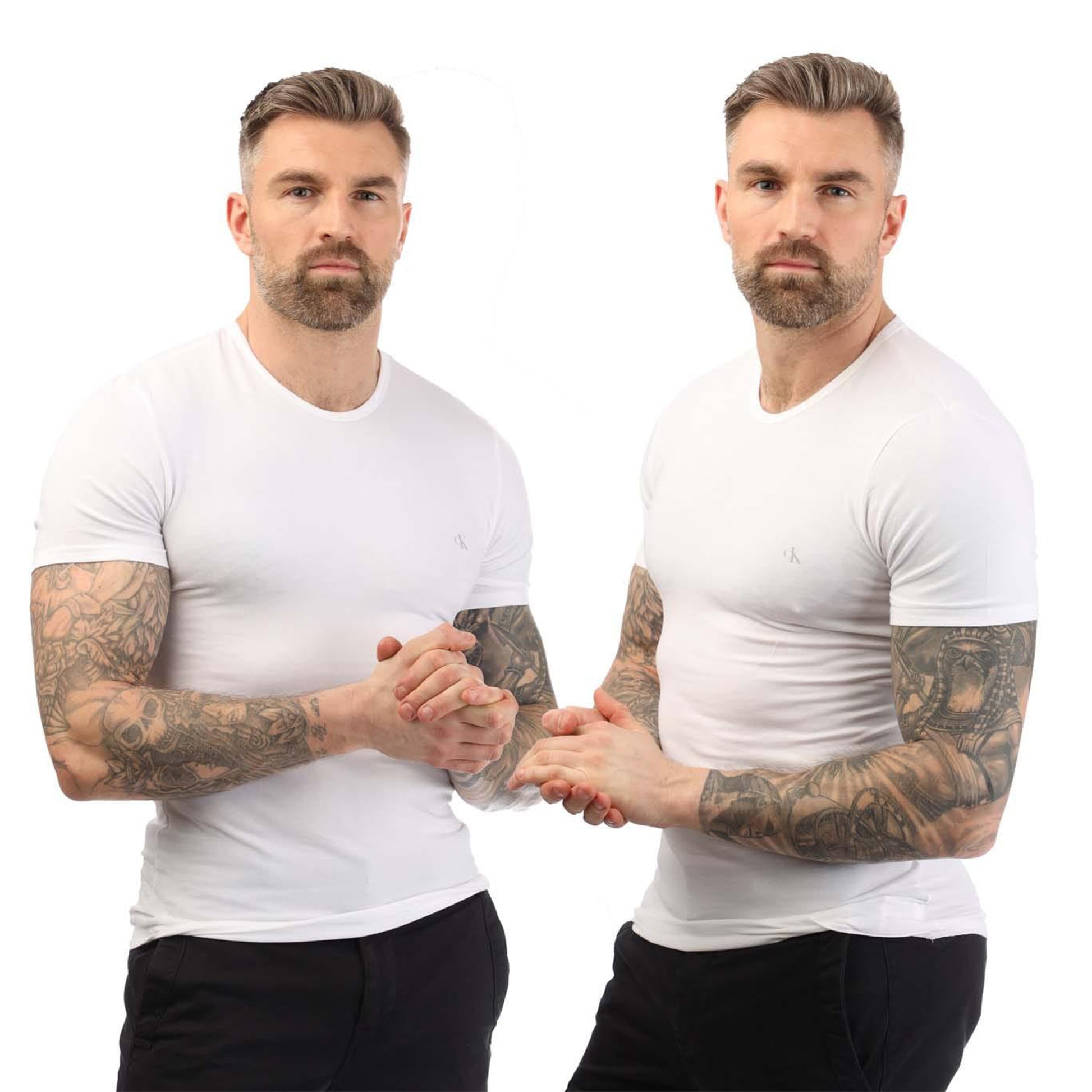 White - Front - Calvin Klein Mens Essential Crew Neck T-Shirt (Pack Of 2)
