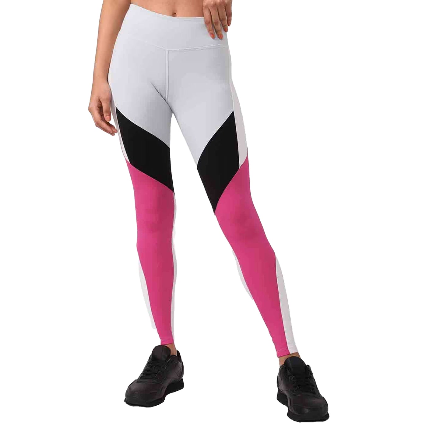 Grey - Side - Reebok Womens-Ladies Lux Colour Block Leggings