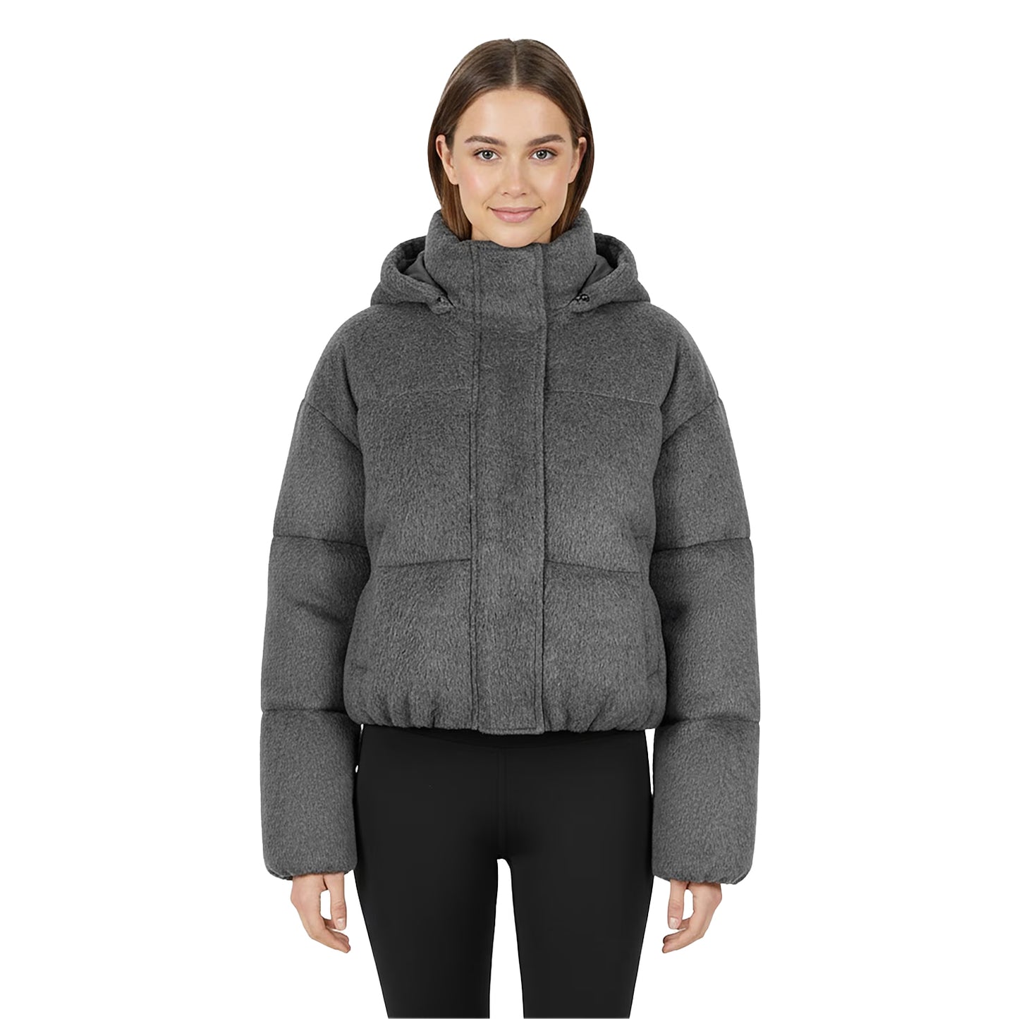 Grey - Side - Jack Wills Womens-Ladies Hooded Regular Puffer Jacket
