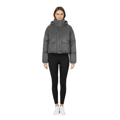 Grey - Pack Shot - Jack Wills Womens-Ladies Hooded Regular Puffer Jacket