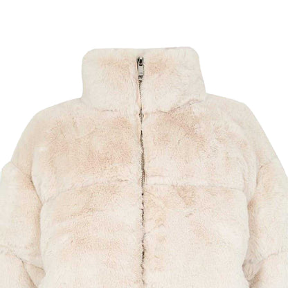 Cream - Side - Jack Wills Womens-Ladies Faux Fur Puffer Jacket
