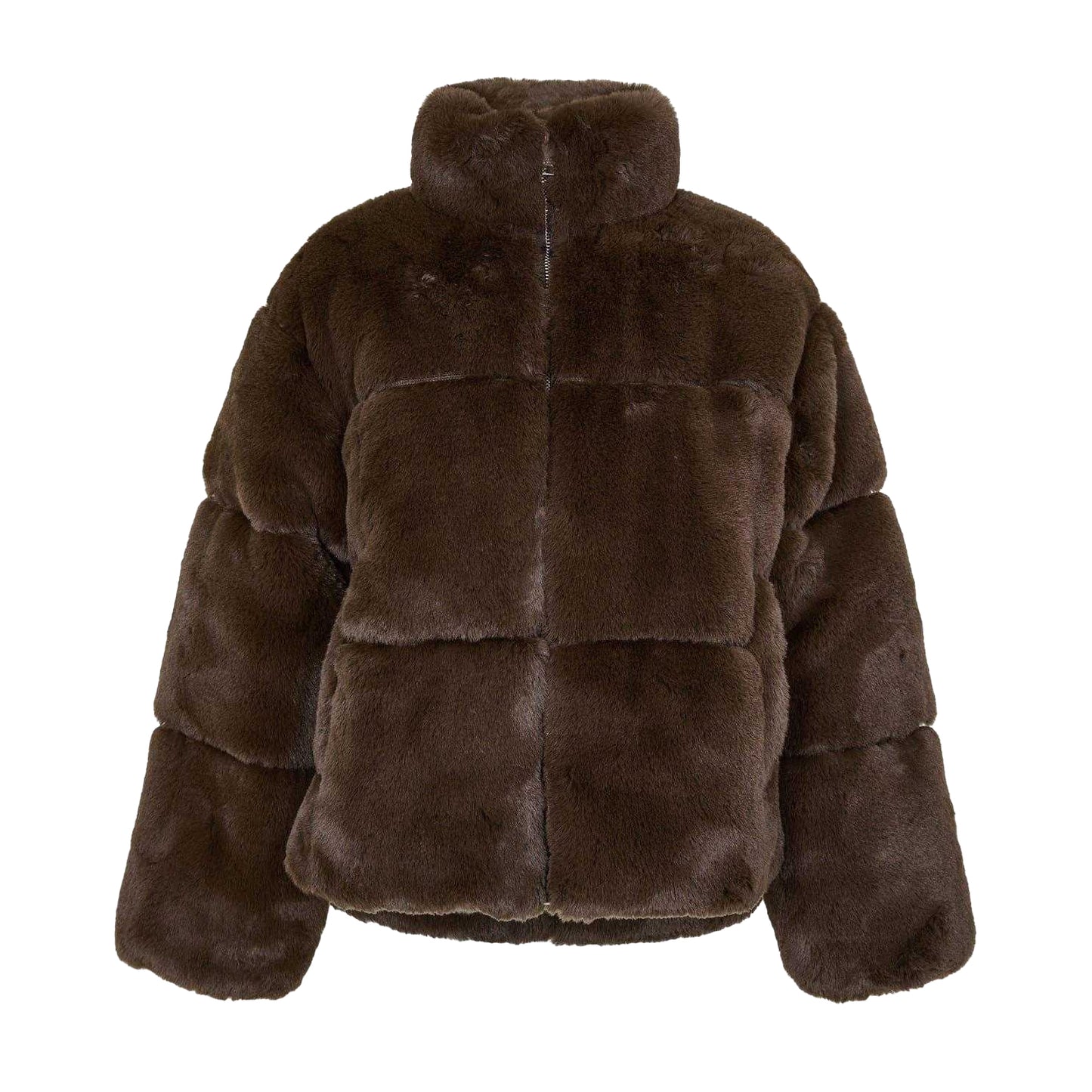 Chocolate - Front - Jack Wills Womens-Ladies Faux Fur Puffer Jacket