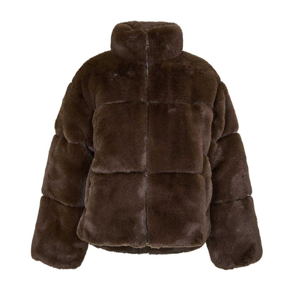 Chocolate - Front - Jack Wills Womens-Ladies Faux Fur Puffer Jacket