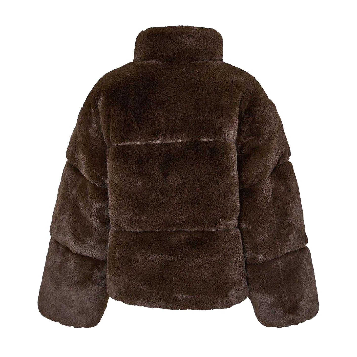 Chocolate - Back - Jack Wills Womens-Ladies Faux Fur Puffer Jacket