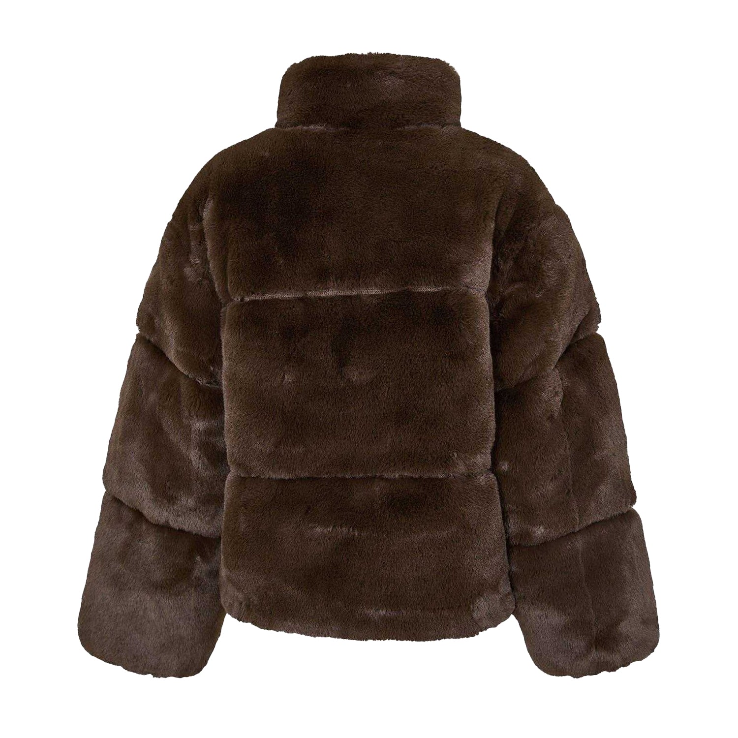 Chocolate - Back - Jack Wills Womens-Ladies Faux Fur Puffer Jacket