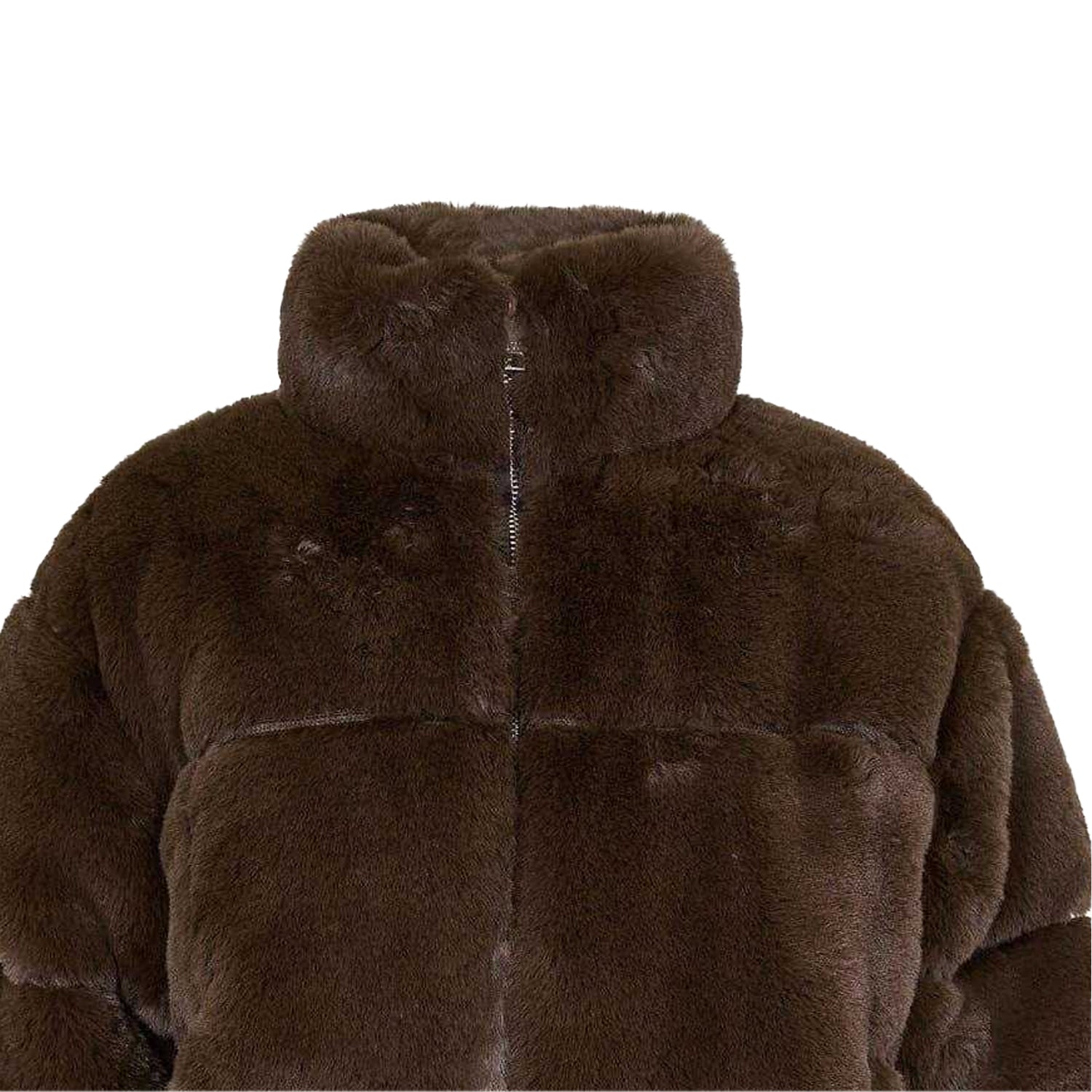 Chocolate - Side - Jack Wills Womens-Ladies Faux Fur Puffer Jacket