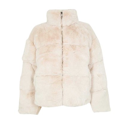 Cream - Front - Jack Wills Womens-Ladies Faux Fur Puffer Jacket