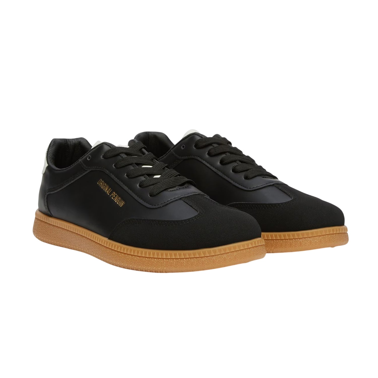 Black - Side - Original Penguin Mens Retro Round Toe Flat Trainers