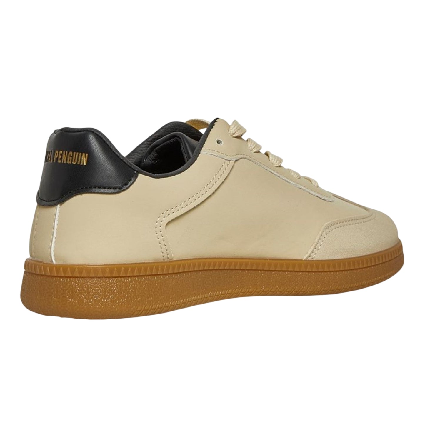 Cream - Back - Original Penguin Mens Retro Round Toe Flat Trainers