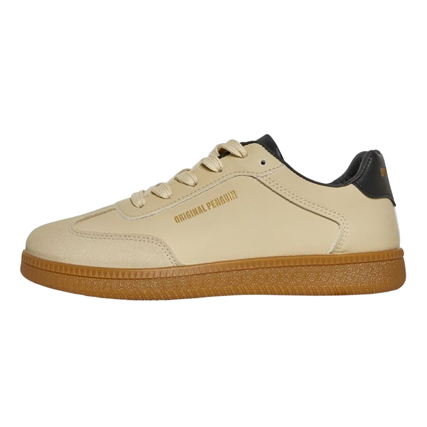 Cream - Side - Original Penguin Mens Retro Round Toe Flat Trainers